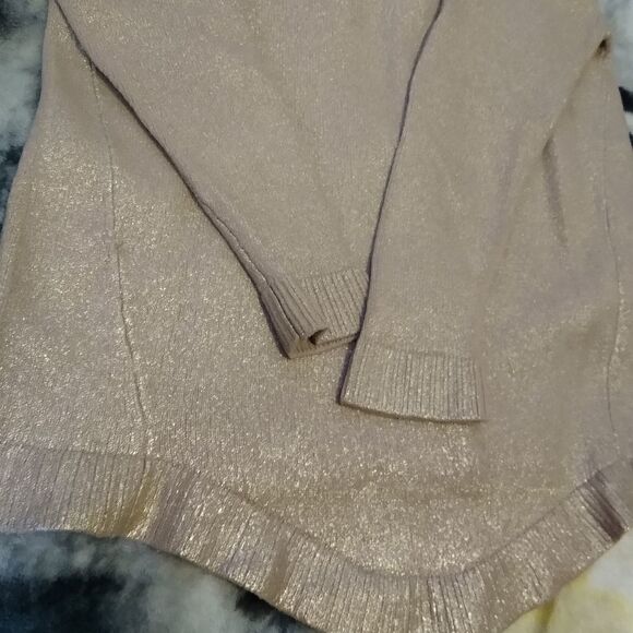 Via Delle Perle Sweater Women's Medium Virgin Wool Metallic Gold Tunic - Picture 4 of 12